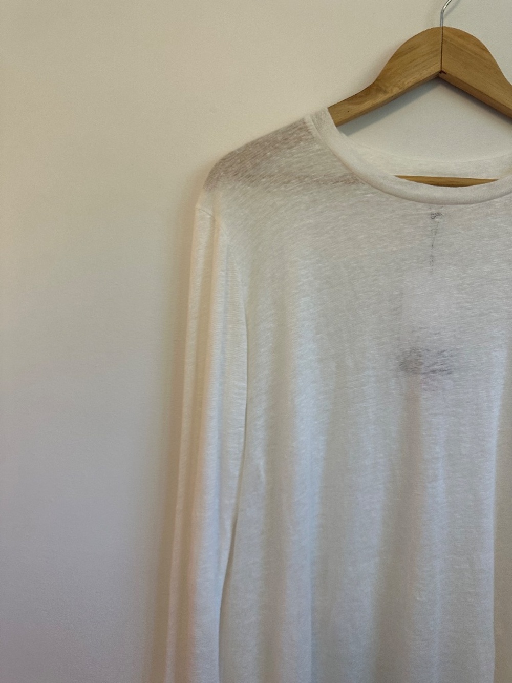 NWT Emerson Fry Linen Long Sleeve Crewneck White T-Shirt | Size Large - Picture 9 of 14